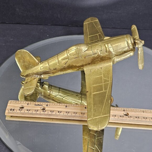 Vintage Brass Desk Collector Aviation Pilot Decor Air Plane Figure - Picture 10 of 10